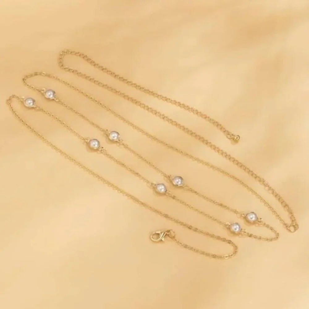 Gold Chain Pearl Waist Body Jewelry Accessory